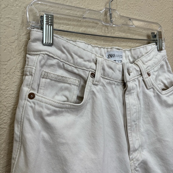 Zara Jeans White Denim Raw Hem The Grunge Pants Women’s 6 - Picture 5 of 13